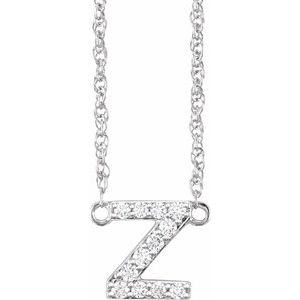 14K White Gold 1/10 CTW Natural Diamond Lowercase Initial Z 16" Necklace