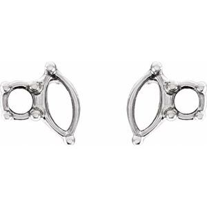 Platinum 3x1.5 mm Marquise Right Accented Earring Mounting – image 2