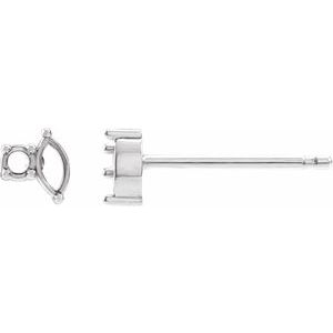 14K White Gold 3x1.5 mm Marquise Right Accented Earring Mounting