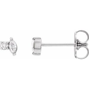 14K White Gold .08 CTW Natural Diamond Earrings