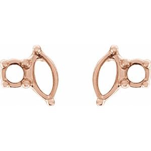 14K Rose Gold 3x1.5 mm Marquise Right Accented Earring Mounting – image 2