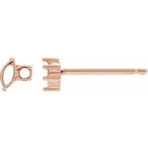 14K Rose Gold 3x1.5 mm Marquise Right Accented Earring Mounting
