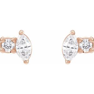 14K Rose Gold .08 CTW Natural Diamond Earrings – image 2