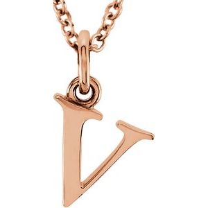18K Rose Gold-Plated Sterling Silver Lowercase Initial v 16" Necklace