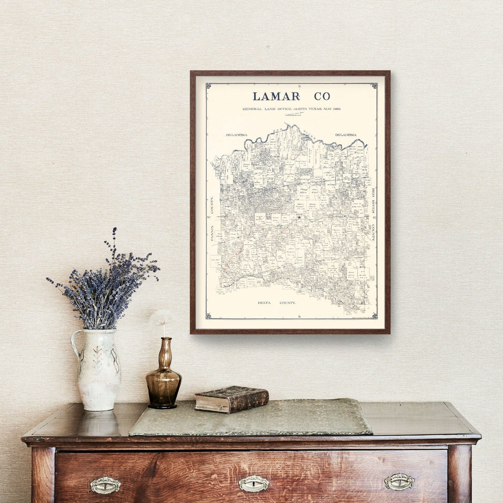 Vintage Map of Lamar County, Texas 1889