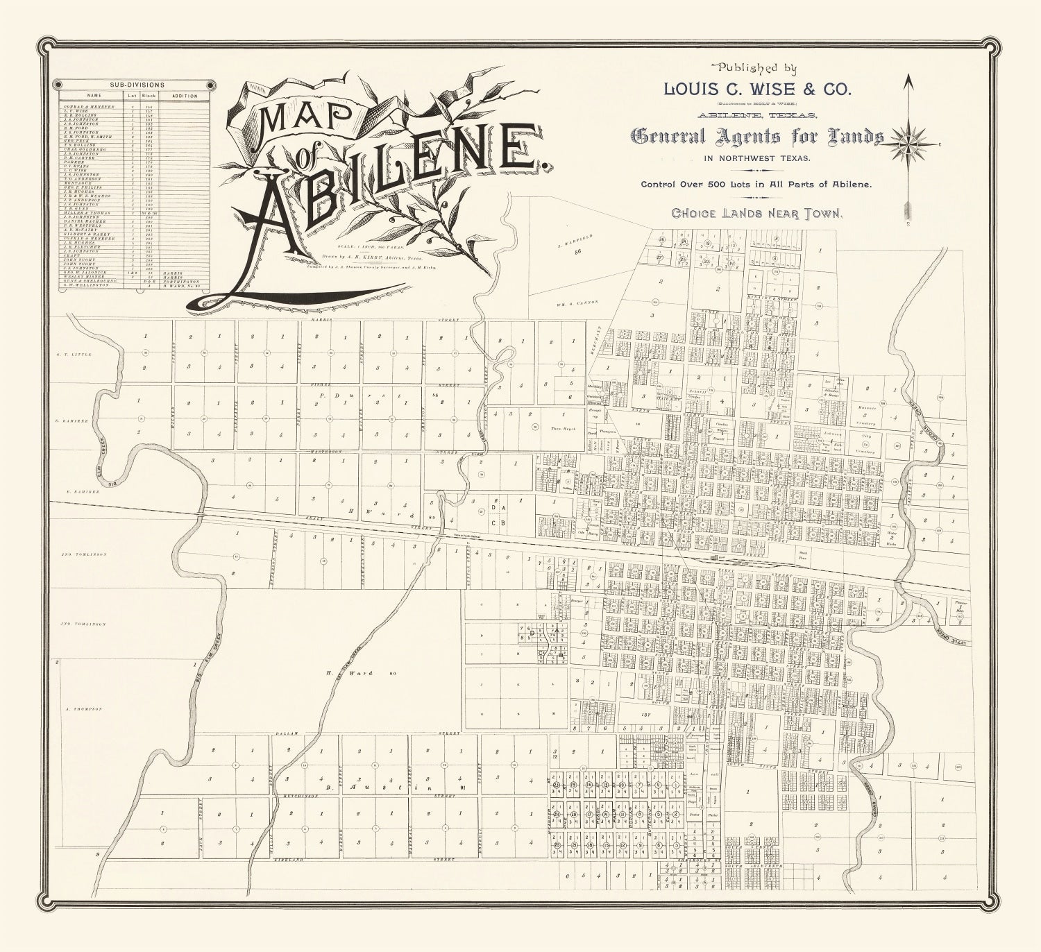 Vintage Map of Abilene, Texas 1885