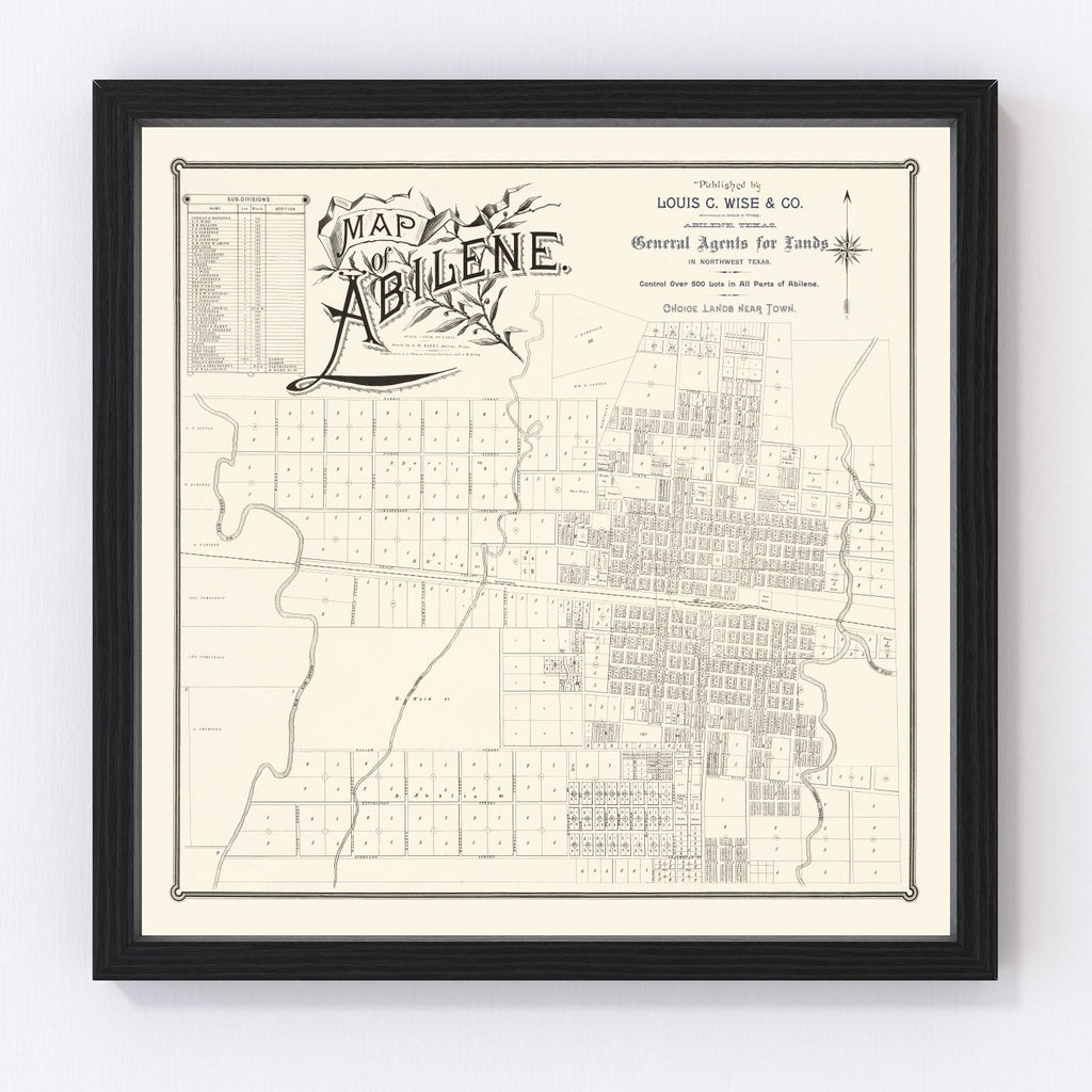 Vintage Map of Abilene, Texas 1885