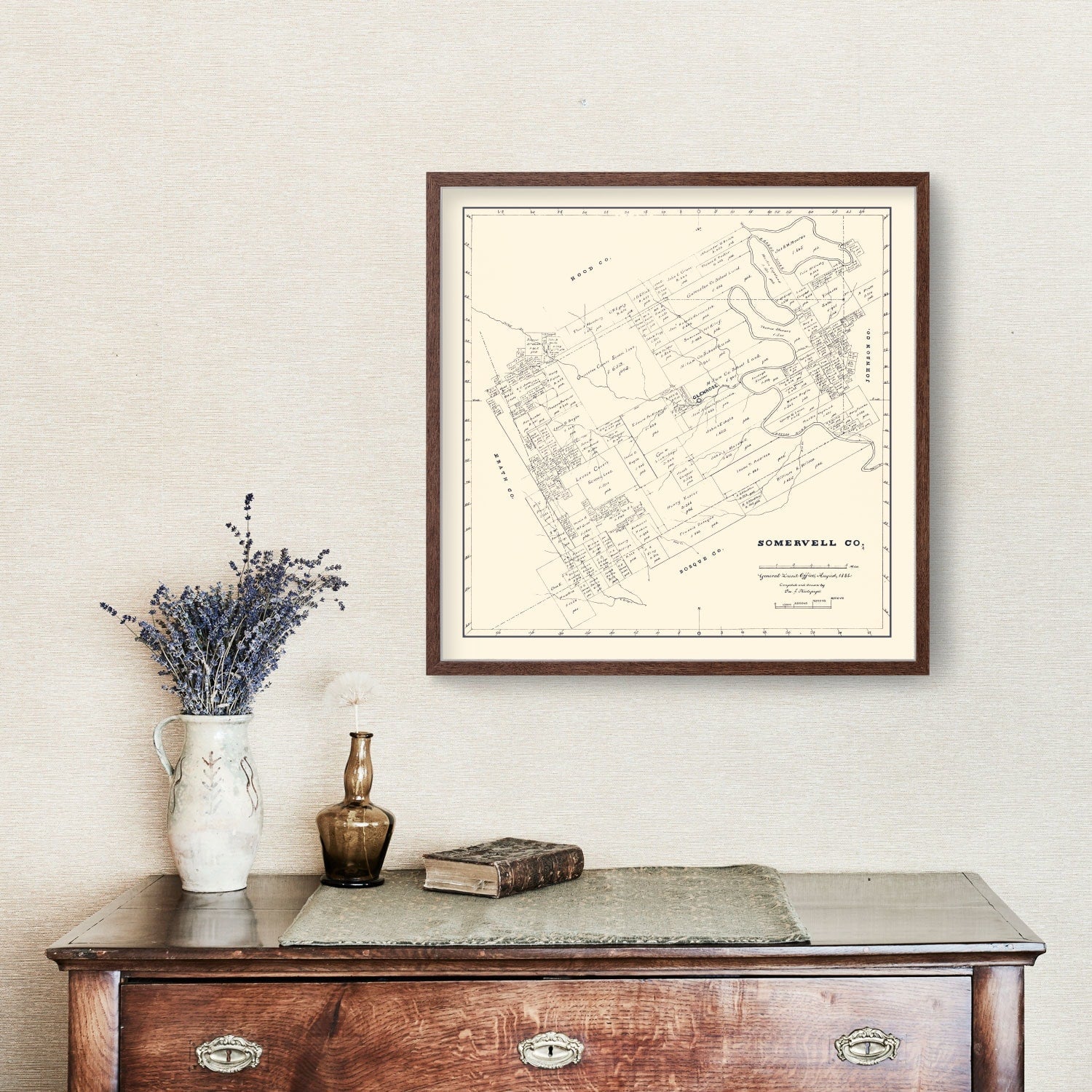 Vintage Map of Somervell County, Texas 1884
