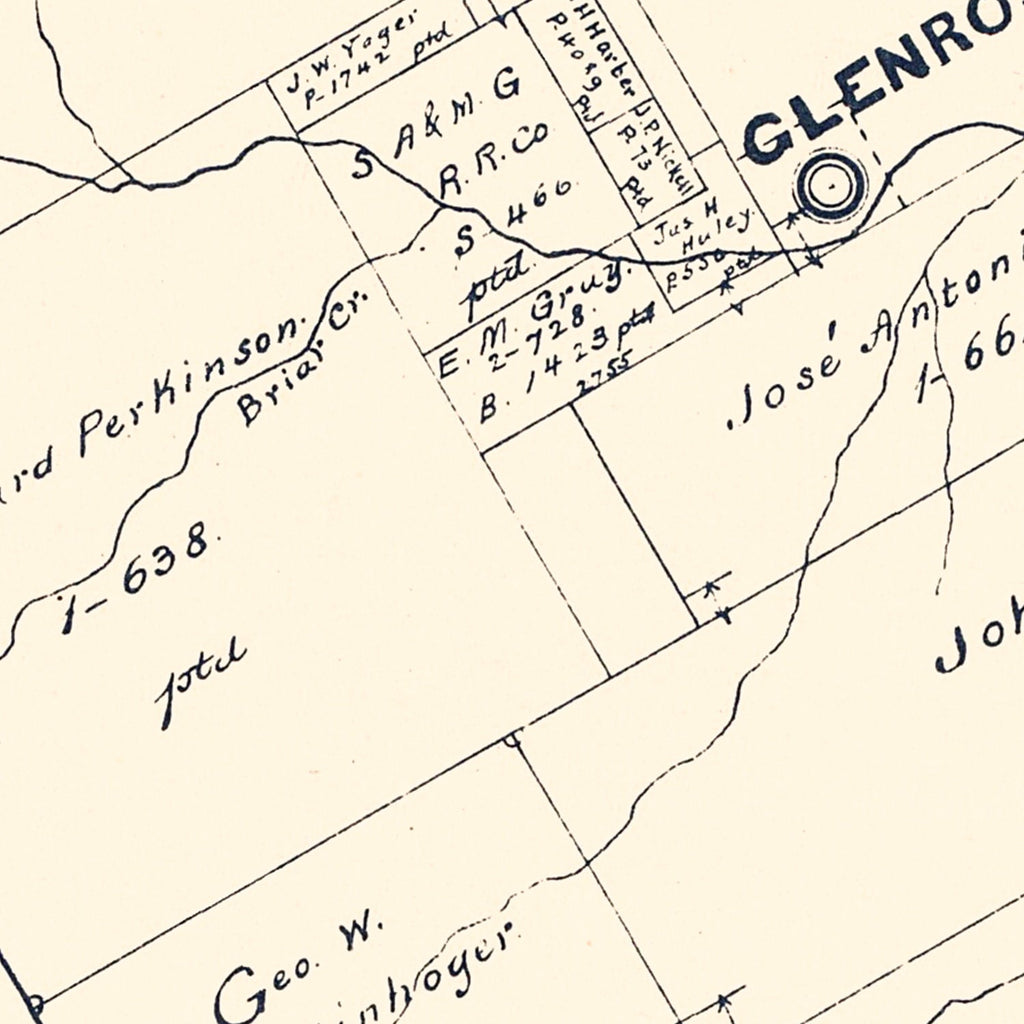 Vintage Map of Somervell County, Texas 1884