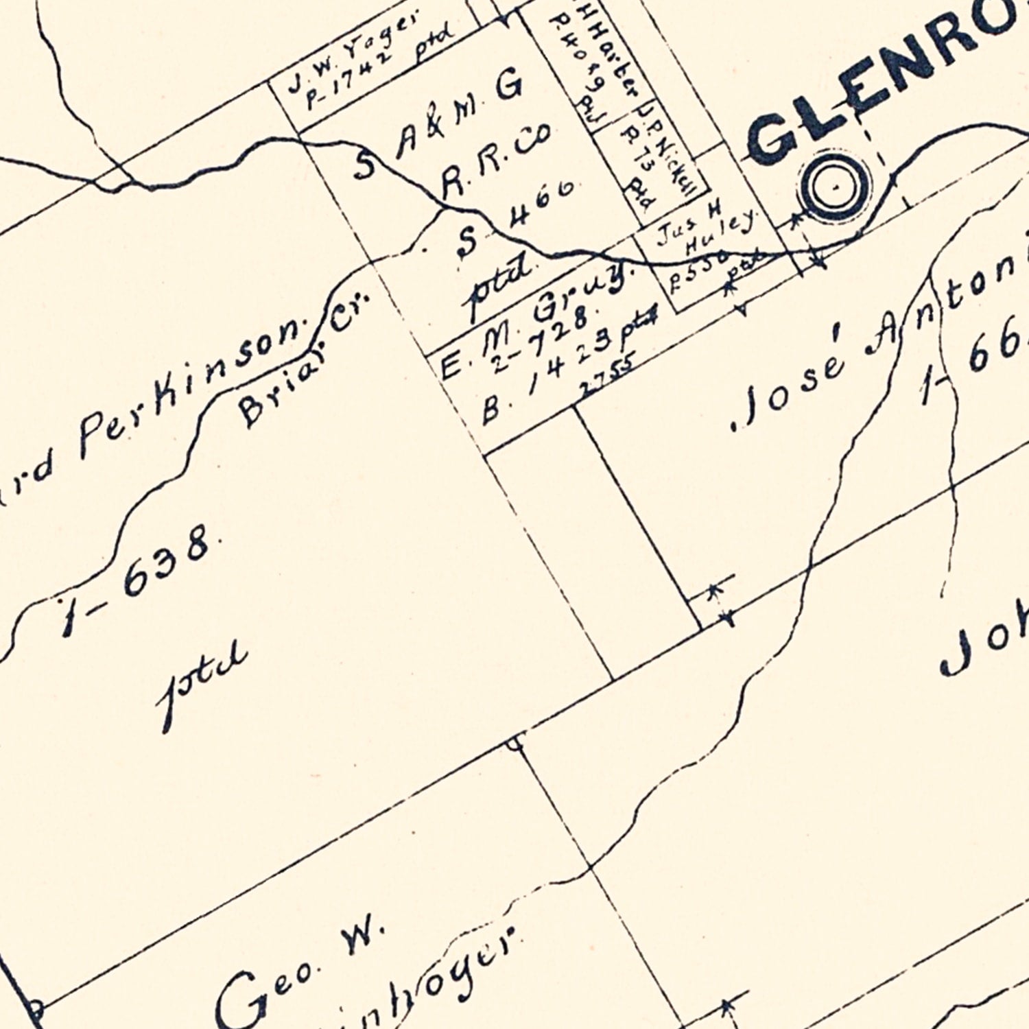 Vintage Map of Somervell County, Texas 1884