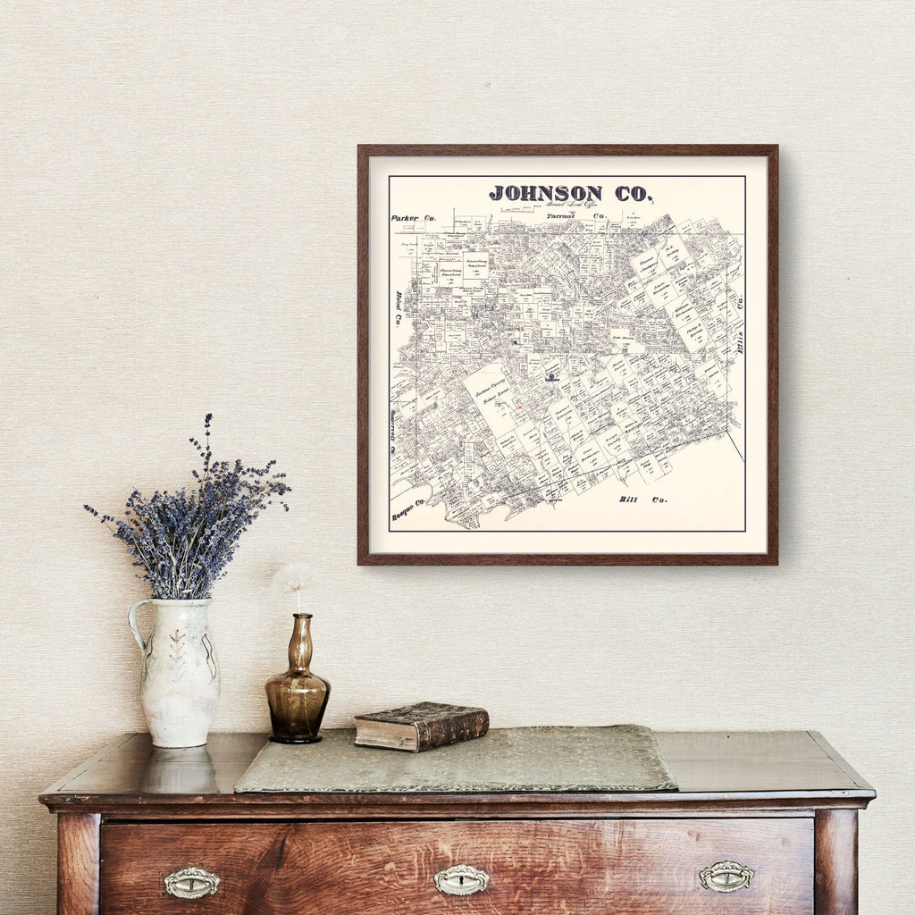 Vintage Map of Johnson County, Texas 1887