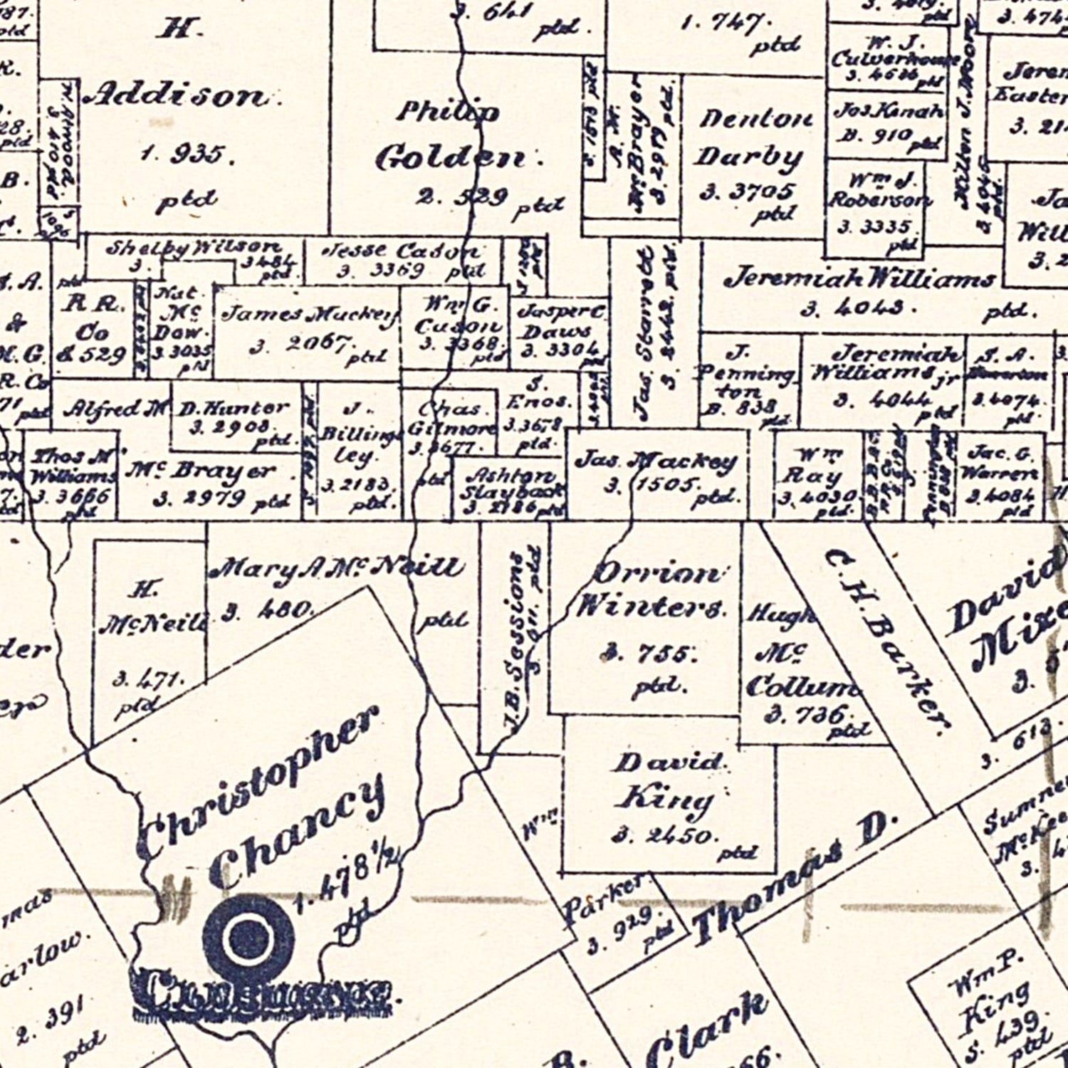 Vintage Map of Johnson County, Texas 1887