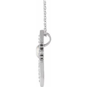 14K White Gold Natural White Opal & .06 CTW Natural Diamond Nativity Cross 16-18" Necklace