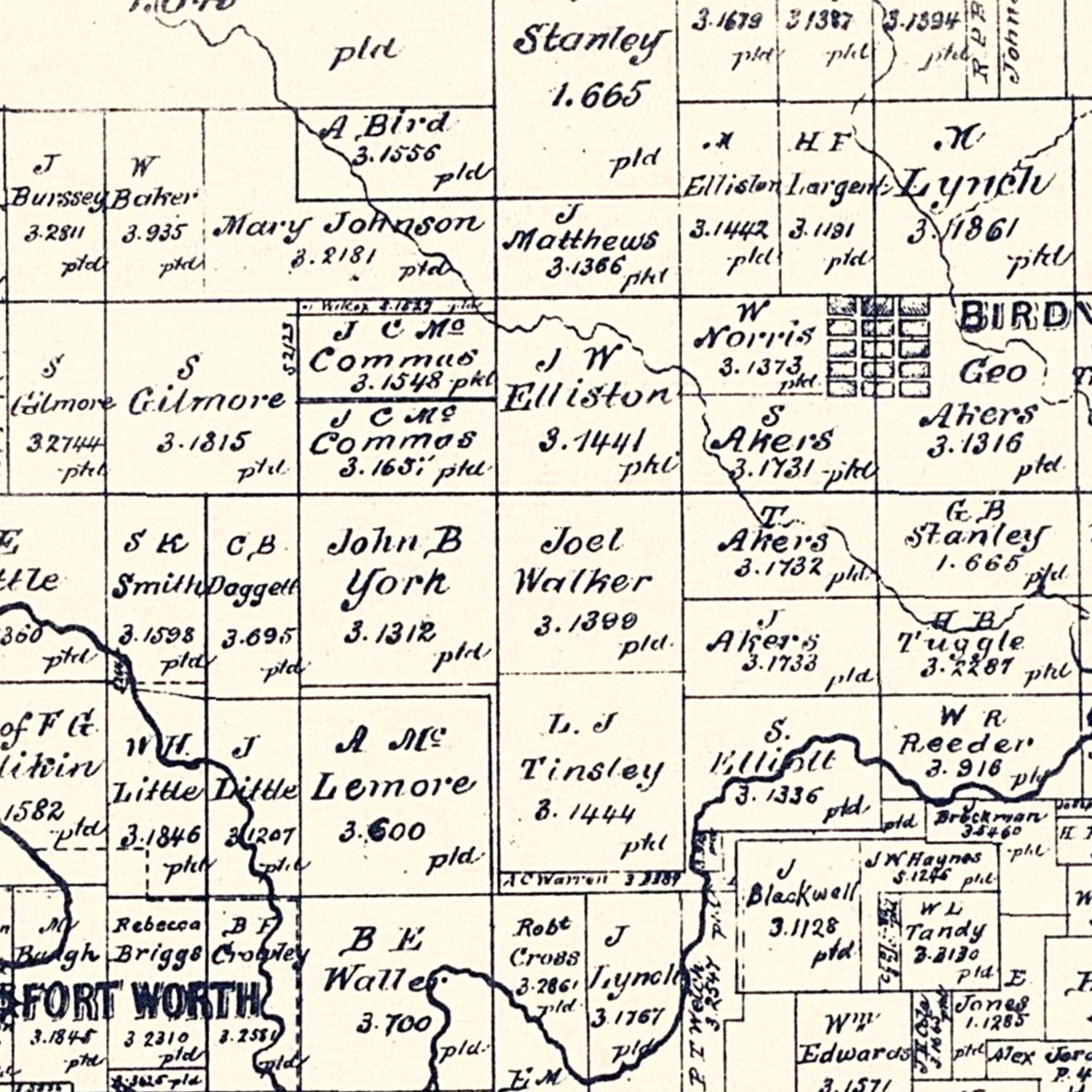 Vintage Map of Tarrant County, Texas 1885