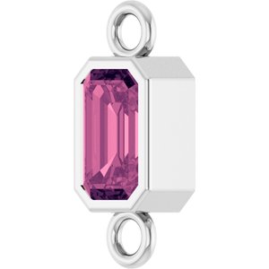 14K White Gold Natural Pink Tourmaline Bezel-Set Link