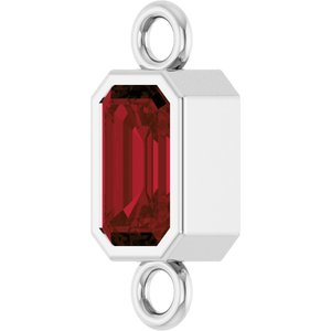 14K White Gold Natural Mozambique Garnet Bezel-Set Link