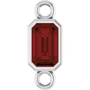 14K White Gold Natural Mozambique Garnet Bezel-Set Link