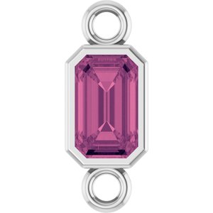 14K White Gold Natural Pink Tourmaline Bezel-Set Link
