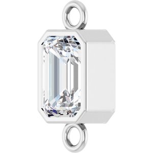 14K White Gold 1/2 CT Natural Diamond Bezel-Set Link