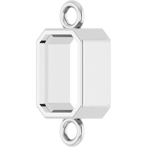 10K White Gold 6x4 mm Emerald Bezel-Set Link