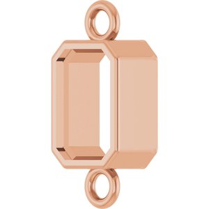 14K Rose Gold 6x4 mm Emerald Bezel-Set Link