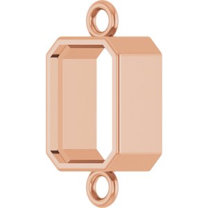 14K Rose Gold 7x5 mm Emerald Bezel-Set Link
