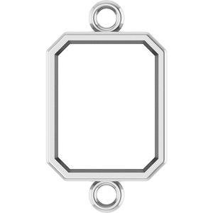18K White Gold 9x7 mm Emerald Bezel-Set Link