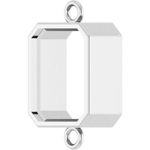 Platinum 9x7 mm Emerald Bezel-Set Link