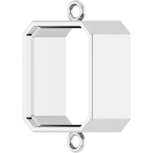 10K White Gold 11x9 mm Emerald Bezel-Set Link