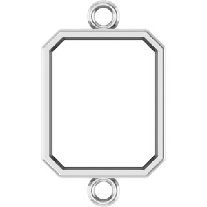 14K White Gold 10x8 mm Emerald Bezel-Set Link