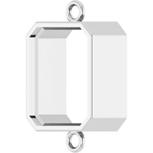 10K White Gold 10x8 mm Emerald Bezel-Set Link