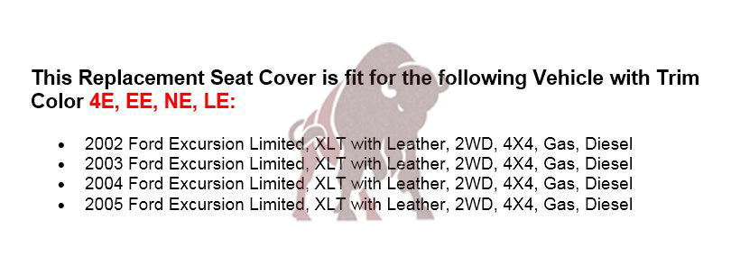 2002-2005 Ford Excursion Limited Seat Cover in Flint Gray: Choose From Variations