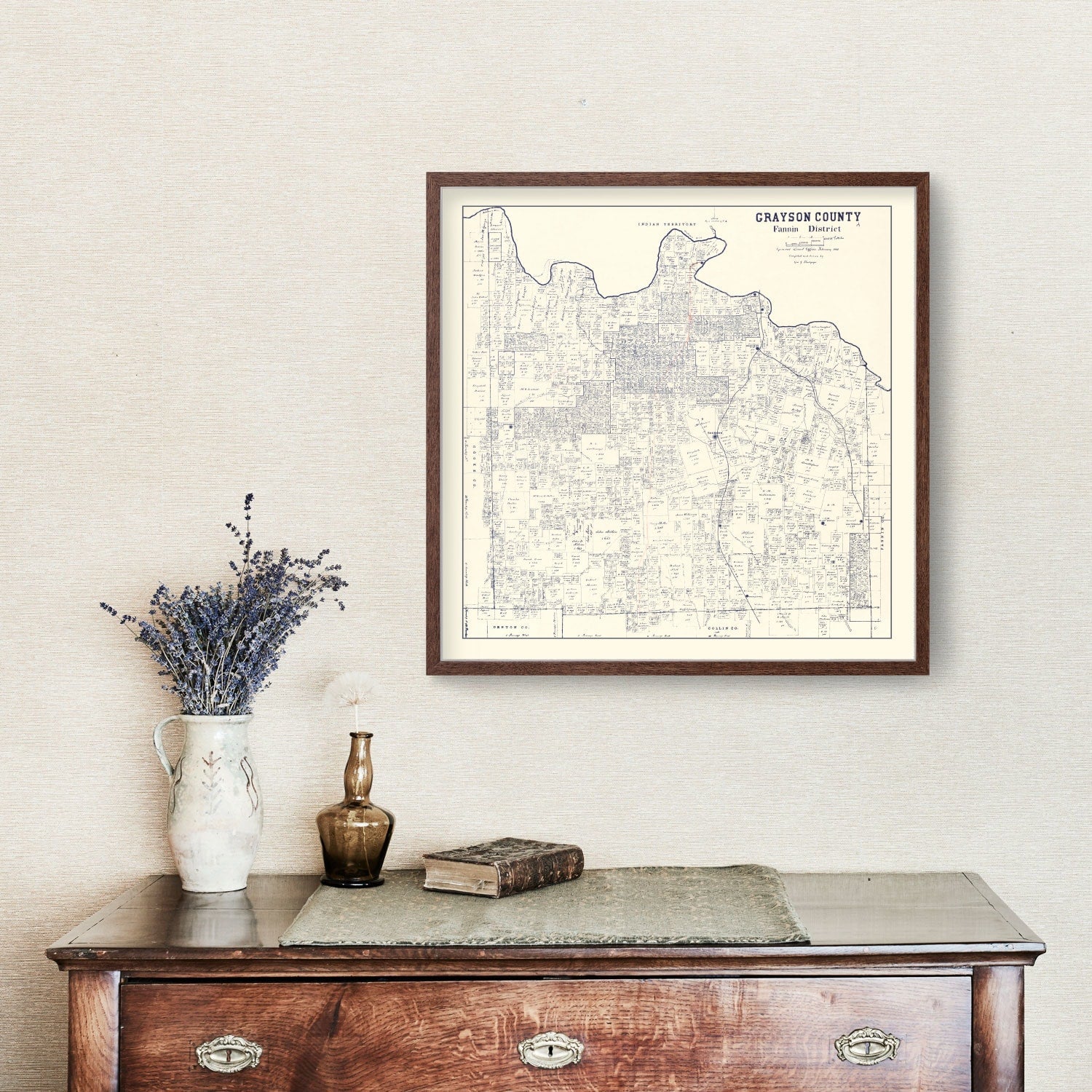 Vintage Map of Grayson County, Texas 1885