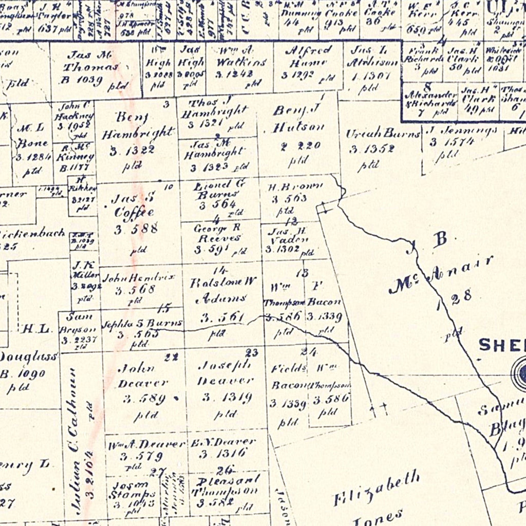 Vintage Map of Grayson County, Texas 1885
