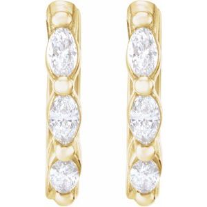 14K Yellow Gold 1/10 CTW Natural Diamond 10 mm Hoop Earrings – image 2