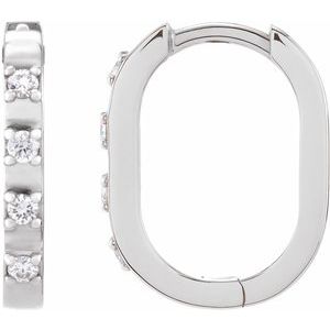Platinum 1/10 CTW Natural Diamond 14 mm Hoop Earrings