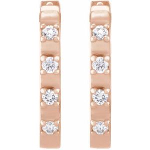 14K Rose Gold 1/10 CTW Natural Diamond 14 mm Hoop Earrings