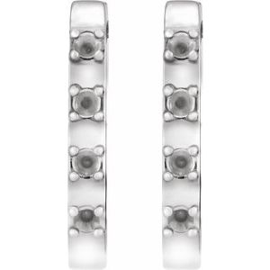 Sterling Silver 1.5 mm Round Accented 14 mm Hoop Earring Mounting – image 2
