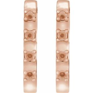 14K Rose Gold 1.5 mm Round Accented 14 mm Hoop Earring Mounting – image 2