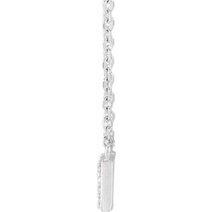 14K White Gold 1/10 Natural Diamond "Mama" 18" Necklace