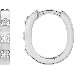 Sterling Silver .08 CTW Natural Diamond 11.5 mm Hoop Earrings