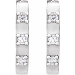 Sterling Silver .08 CTW Natural Diamond 11.5 mm Hoop Earrings – image 2