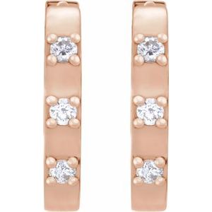 14K Rose Gold .08 CTW Natural Diamond 11.5 mm Hoop Earrings – image 2