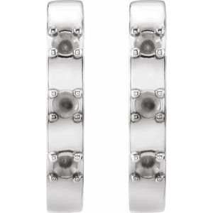 14K White Gold 1.5 mm Round Accented 11.5 mm Hoop Earring Mounting – image 2
