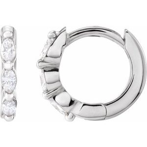Platinum 1/10 CTW Natural Diamond 10 mm Hoop Earrings