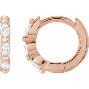 14K Rose Gold 1/10 CTW Natural Diamond 10 mm Hoop Earrings