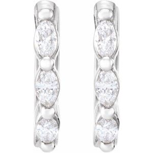 Platinum 1/10 CTW Natural Diamond 10 mm Hoop Earrings – image 2