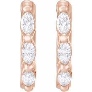14K Rose Gold 1/10 CTW Natural Diamond 10 mm Hoop Earrings – image 2