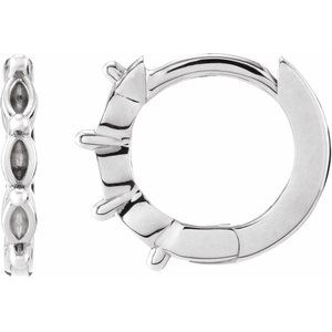 14K White Gold 2.5x1.5 mm Marquise 10 mm Hinged Hoop Earring