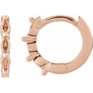 14K Rose Gold 2.5x1.5 mm Marquise 10 mm Hinged Hoop Earring